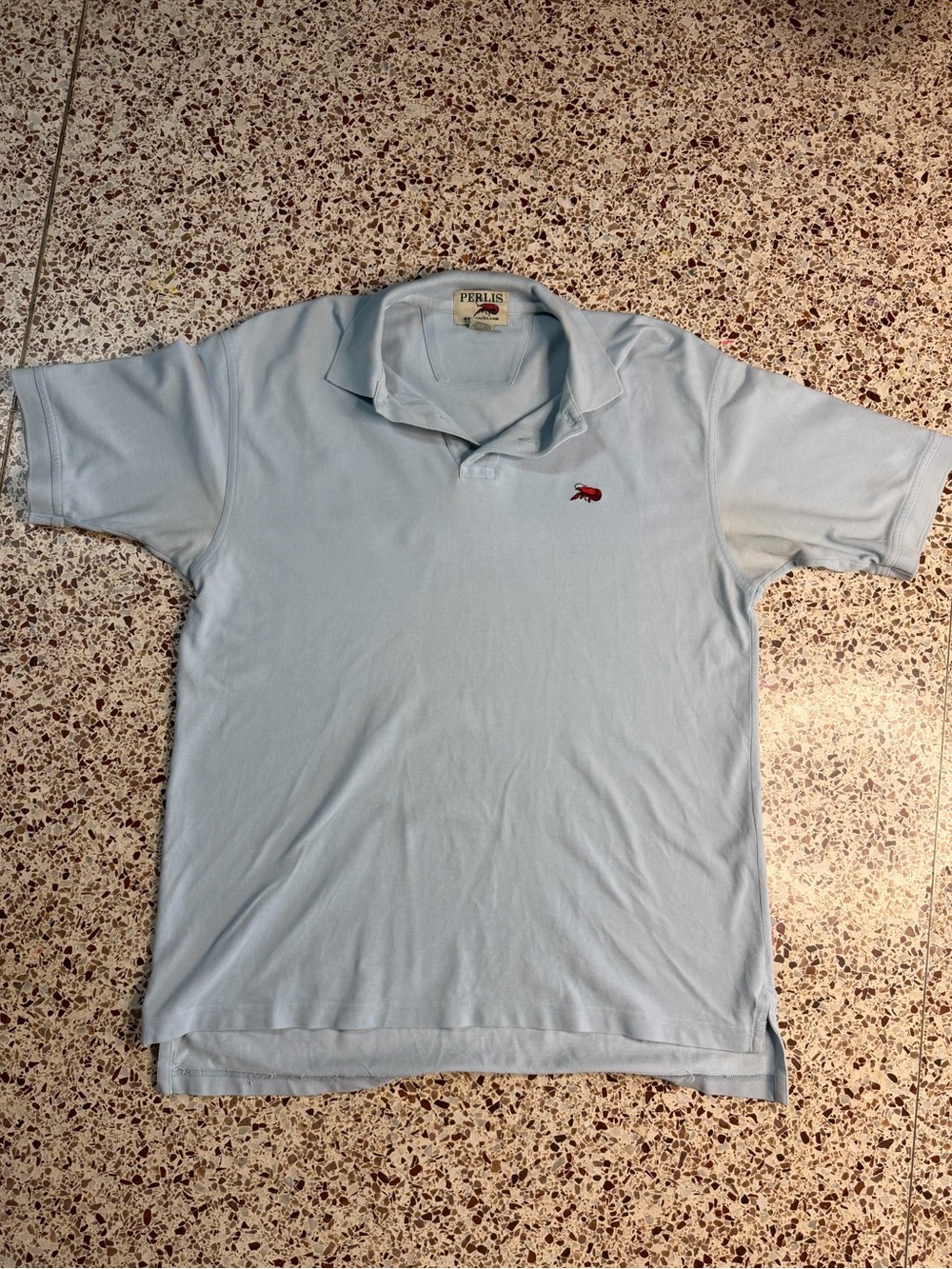Perlis Light Blue Polo Shirt Men's S Short Sleeve Embroidered Crawfish Logo